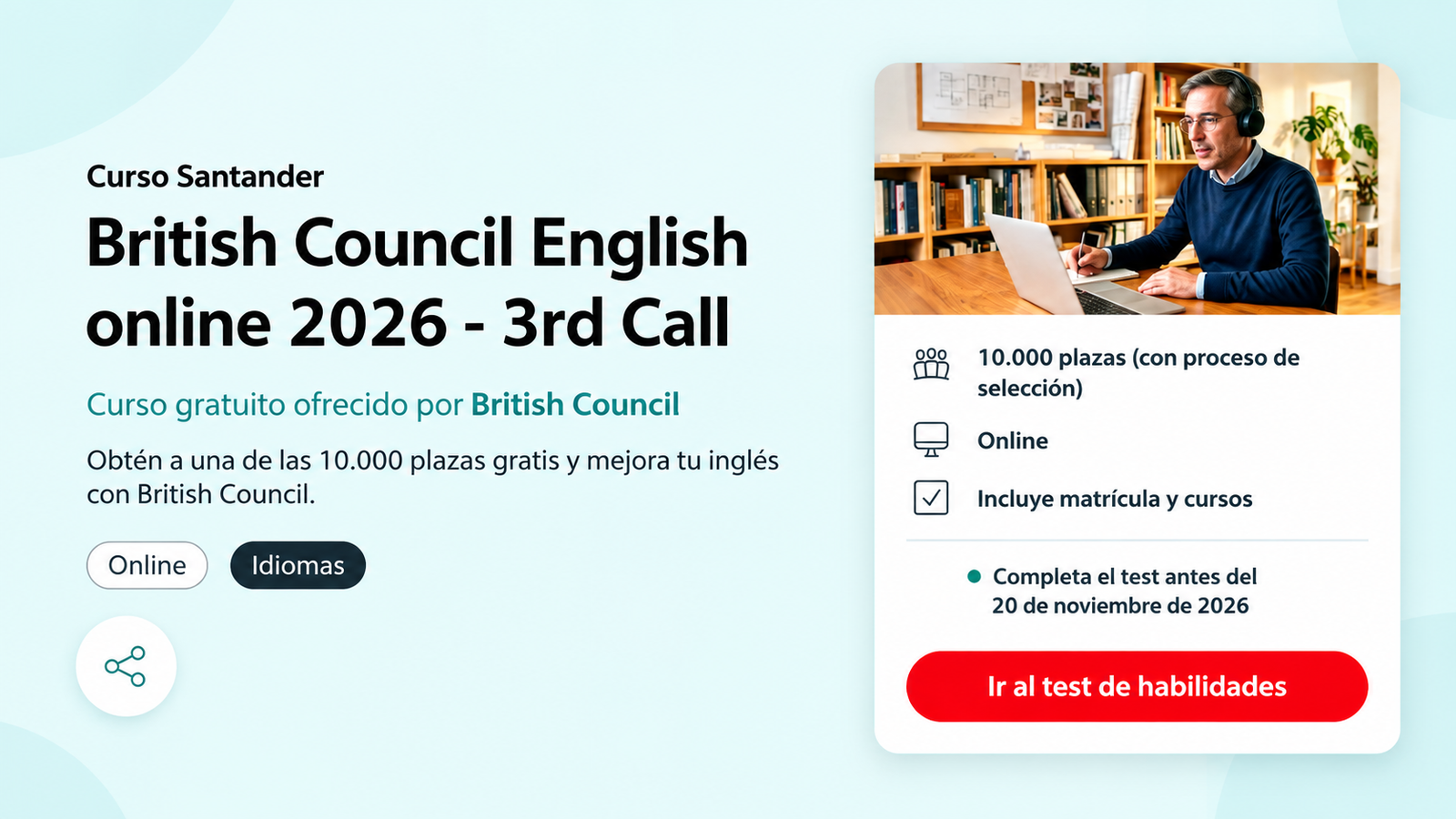British Council English Online 2026: Guía para postular a las 10.000 becas de inglés gratis (3ª convocatoria)